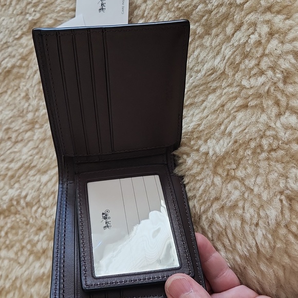 NWT Coach Men's 3-in-1 Compact ID Signature Mahogany Leather Wallet 🤎🎁 - Picture 4 of 16
